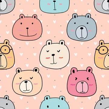 Seamless repeating pattern with cute bears Stock Illustration
