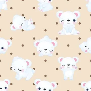 Seamless repeating pattern with cute bears Stock Illustration