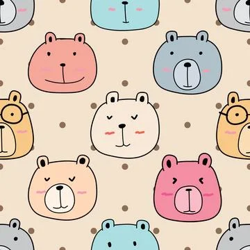 Seamless repeating pattern with cute bears Stock Illustration