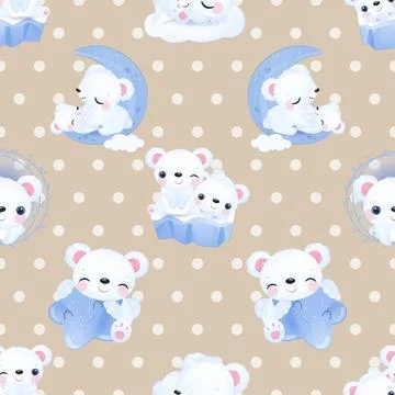 Seamless repeating pattern with cute bears Stock Illustration