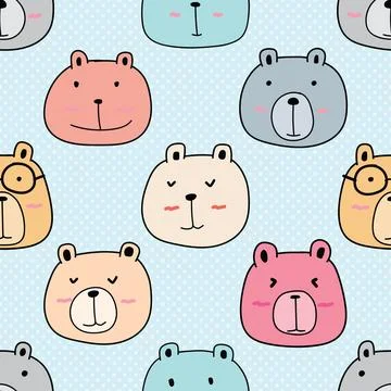 Seamless repeating pattern with cute bears Stock Illustration