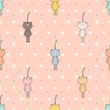 Seamless repeating pattern with cute bears Stock Illustration