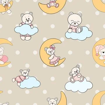Seamless repeating pattern with cute bears Illustrazione stock
