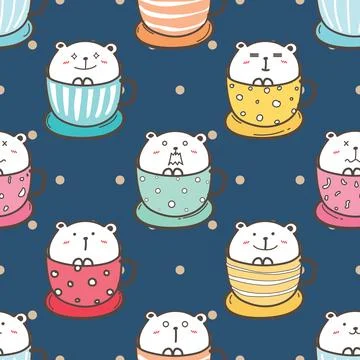 Seamless repeating pattern with cute bears Stock Illustration