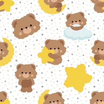 Seamless repeating pattern with cute bears Stock Illustration