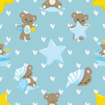 Seamless repeating pattern with cute bears Stock Illustration