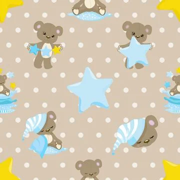 Seamless repeating pattern with cute bears Stock Illustration