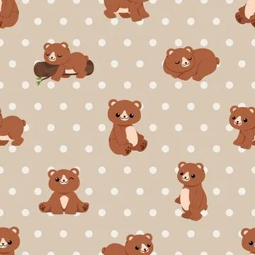 Seamless repeating pattern with cute bears Stock Illustration