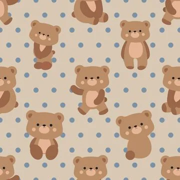 Seamless repeating pattern with cute bears Stock Illustration