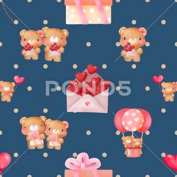 Seamless repeating pattern with cute bears 스톡 일러스트