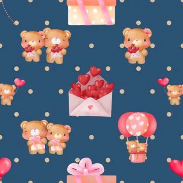 Seamless repeating pattern with cute bears Illustrazione stock