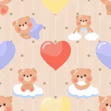 Seamless repeating pattern with cute bears Stock Illustration