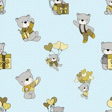 Seamless repeating pattern with cute bears Stock Illustration