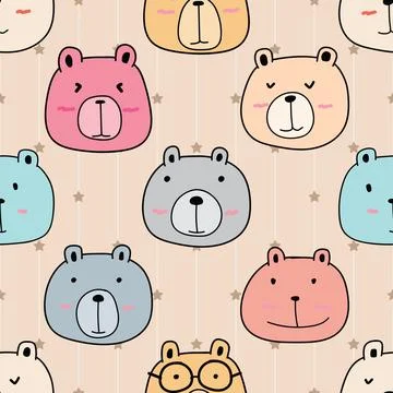Seamless repeating pattern with cute bears Illustrazione stock