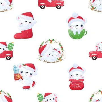 Seamless repeating pattern with cute bears Stock Illustration
