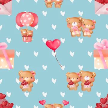 Seamless repeating pattern with cute bears Stock Illustration