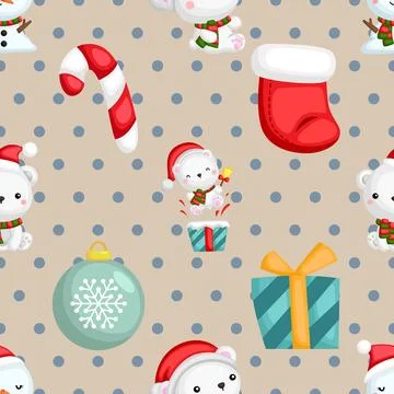 Seamless repeating pattern with cute bears Stock Illustration