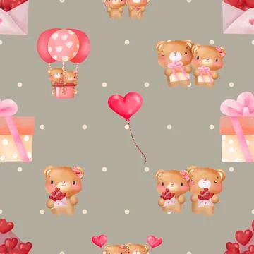 Seamless repeating pattern with cute bears Stock Illustration