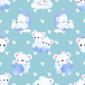 Seamless repeating pattern with cute bears Stock Illustration