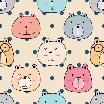 Seamless repeating pattern with cute bears Illustrazione stock