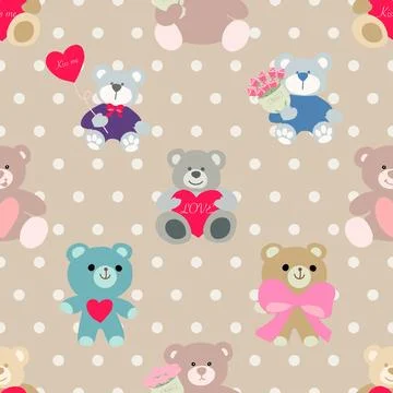 Seamless repeating pattern with cute bears Stock Illustration