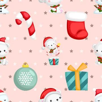 Seamless repeating pattern with cute bears Stock Illustration