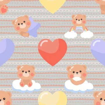 Seamless repeating pattern with cute bears Stock Illustration