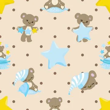 Seamless repeating pattern with cute bears Stock Illustration