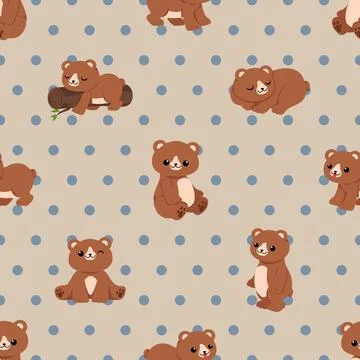 Seamless repeating pattern with cute bears Stock Illustration