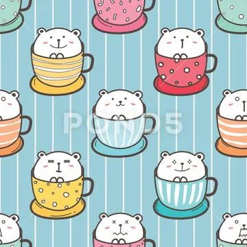 Seamless repeating pattern with cute bears Ilustraciones de archivo
