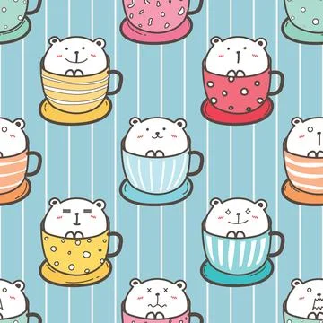 Seamless repeating pattern with cute bears Stock Illustration