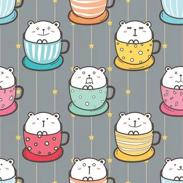 Seamless repeating pattern with cute bears Stock Illustration