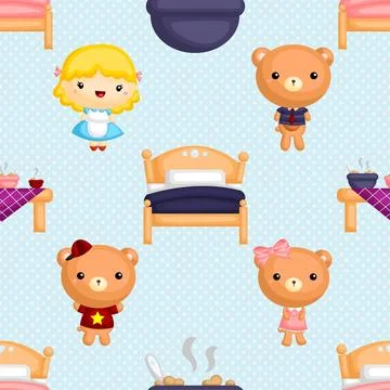 Seamless repeating pattern with cute bears Stock Illustration