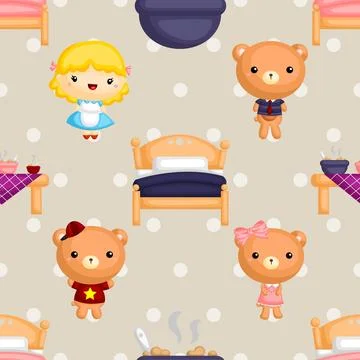 Seamless repeating pattern with cute bears Stock Illustration