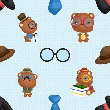 Seamless repeating pattern with cute bears Stock Illustration