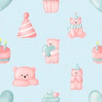 Seamless repeating pattern with cute bears Stock Illustration