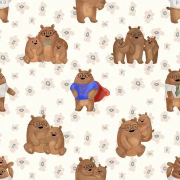 Seamless repeating pattern with cute bears Stock Illustration