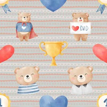 Seamless repeating pattern with cute bears Stock Illustration