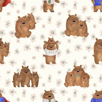 Seamless repeating pattern with cute bears Stock Illustration