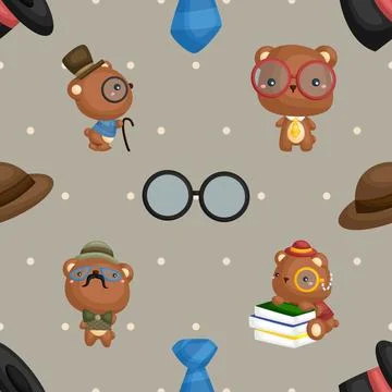 Seamless repeating pattern with cute bears Stock Illustration
