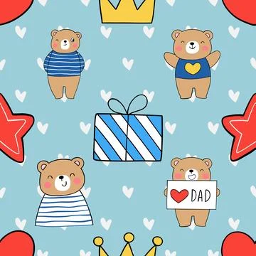Seamless repeating pattern with cute bears Illustrazione stock