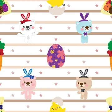 Seamless repeating pattern with cute bears Stock Illustration