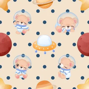 Seamless repeating pattern with cute bears Stock Illustration