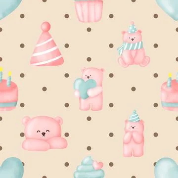 Seamless repeating pattern with cute bears Stock Illustration
