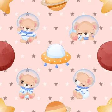 Seamless repeating pattern with cute bears Stock Illustration