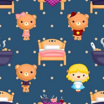 Seamless repeating pattern with cute bears Stock Illustration