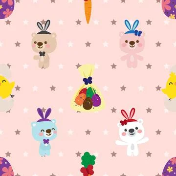 Seamless repeating pattern with cute bears Stock Illustration