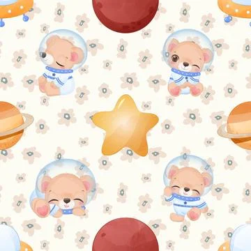 Seamless repeating pattern with cute bears Stock Illustration