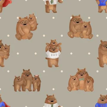 Seamless repeating pattern with cute bears Stock Illustration