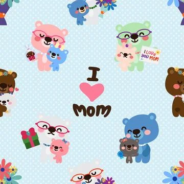 Seamless repeating pattern with cute bears Stock Illustration